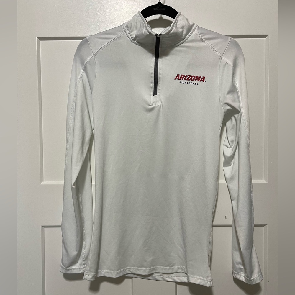 EUC BSN University of Arizona Pickleball 1/4 zip white top, size small